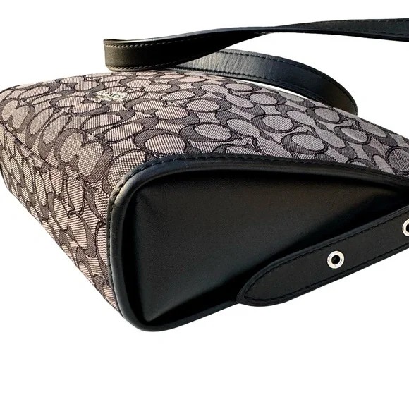 Coach Dufflette Shoulder Bag Signature Black Leather Crossbody - Picture 13 of 17